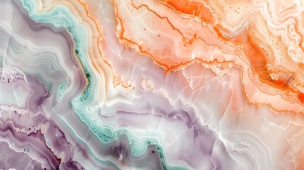 Obraz premium Pastel marble effect, soft swirls of lavender, mint, and peach, intricate and smooth patterns, glossy texture, hd quality, delicate and sophisticated feel. --ar 16:9 --v 6.0 --s 250 --style raw