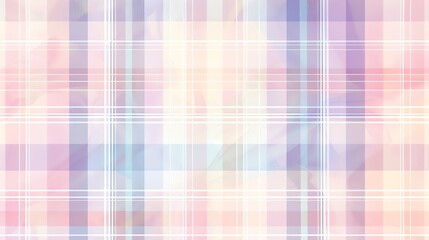 Fototapeta premium Pastel plaid pattern, soft hues of lavender, mint, peach, and pink, evenly spaced stripes, hd quality, delicate and sophisticated design, light and airy feel. --ar 16:9 --v 6.0 --s 250 --style raw