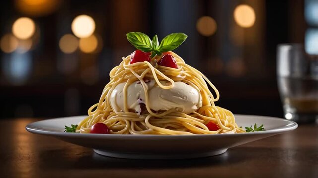 spaghettieis ice cream, traditional food of Germany