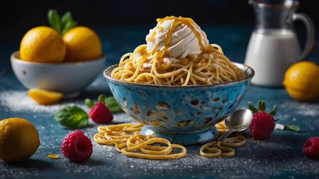 spaghettieis ice cream, traditional food of Germany