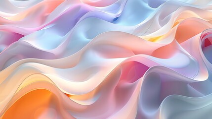 Obraz premium Pastel wavy lines, abstract design with hues of peach, mint, and lavender, flowing and smooth, high-definition quality, dreamy and light atmosphere, seamless transitions. --ar 16:9 --v 6.