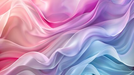 Obraz premium Pastel wavy lines, abstract design with soft hues of pink, mint, and lavender, fluid and smooth, high-definition quality, dreamy and calming atmosphere. --ar 16:9 --v 6.0 --s 250 --style raw