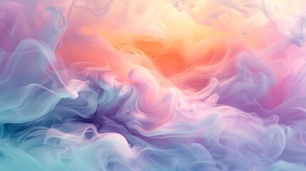 Obraz premium Smooth ombre in pastel shades, blending lavender, mint, and peach, seamless transitions, high-definition quality, light and airy feel, calming and ethereal design. --ar 16:9 --v 6.