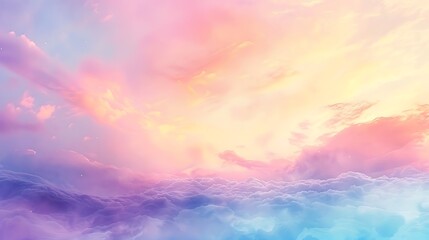 Fototapeta premium Smooth pastel ombre, blending hues of lavender, peach, and mint, seamless transitions, hd quality, whimsical and dreamy design, ethereal atmosphere. --ar 16:9 --v 6.0 --s 250 --style raw