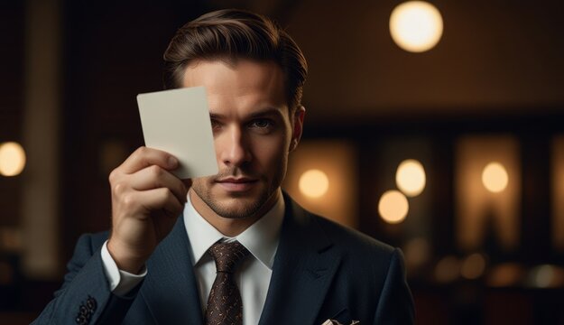Confident Businessman with Card