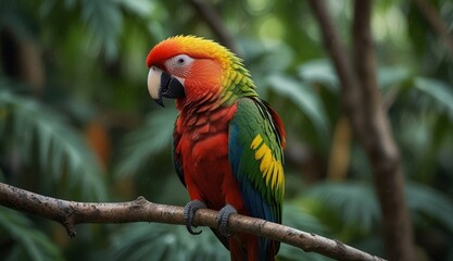 Vibrant Macaw in Lush Jungle