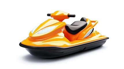 Cartoon orange jet ski isolated on white background