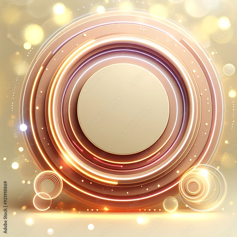 Aufkleber a golden circle with a white center and a series of smaller circles surrounding it. the circles are 