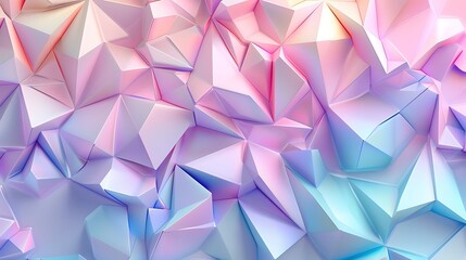 Obraz premium Triangles in pastel hues, soft colors of lavender, mint, and peach, randomly arranged, high-definition quality, delicate and ethereal feel, abstract design. --ar 16:9 --v 6.0 --s 250 --style raw