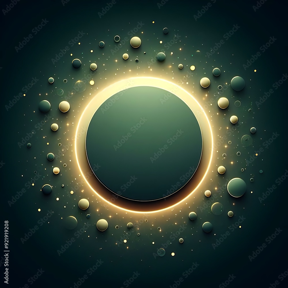 Poster a green circle with many small circles surrounding it. the circle is surrounded by a lot of small ci