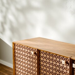 Ornate wooden doors, intricate details and craftsmanship. Rich, dark wood tones create a sense of...