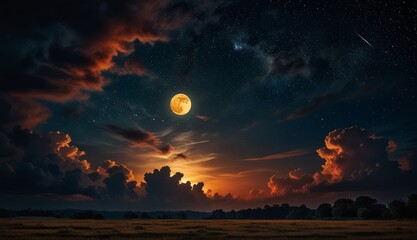 Obraz premium Majestic Moonlit Night Sky