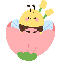 Cute Honey bee with flower