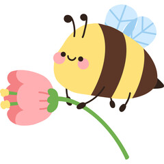 Cute Honey bee with flower