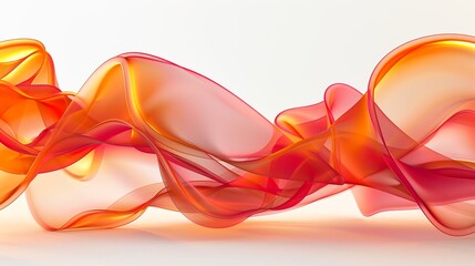 3d render of fluid glass wavy shapes red and orange 