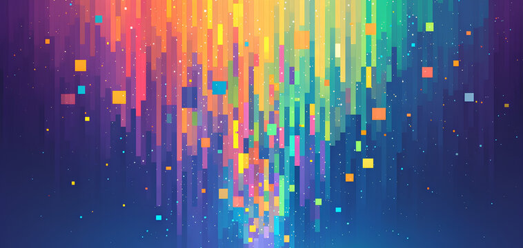 colorful rainbow particle pixelate flakes background