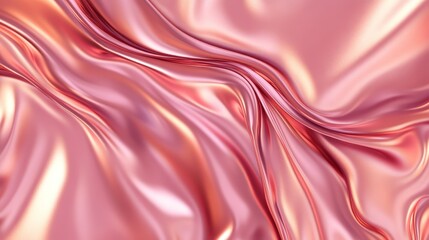 Obraz premium A close-up view of flowing satin fabric in soft pink tones, showcasing smooth textures and light reflections.