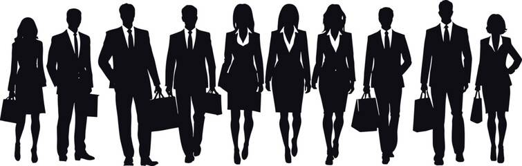 business woman and man silhouette