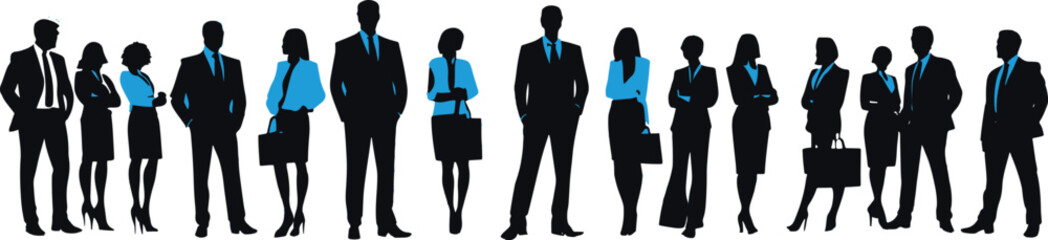 business woman and man silhouette