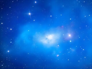Fototapeta premium Glowing Blue Nebula with Stars in Deep Space Background