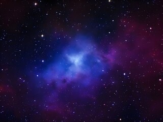 Fototapeta premium Glowing Blue Nebula with Stars in Deep Space Background