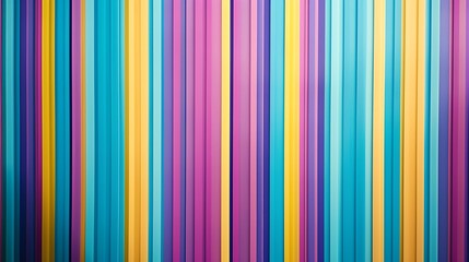 Obraz premium A playful pattern of colorful stripes in shades of purple, teal, and yellow, with varying widths on a light blue background. High contrast, lively and stylish, hd quality, cheerful and dynamic.