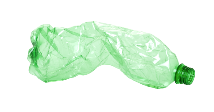 Used plastic bottle on transparent bacground