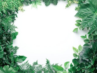 Green Plants on White Background