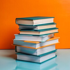Fototapeta premium Books on top of each other in different colors and sizes for reading and learning