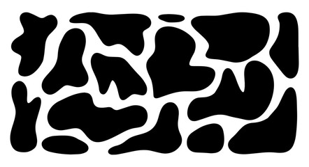 Liquid blob shapes, vector organic random forms, black fluid silhouette, simple smooth ink stain. Flat design elements. Vector illustration