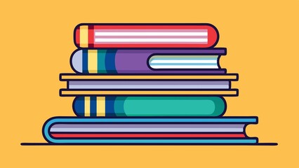 Fototapeta premium Books on top of each other in different colors and sizes for reading and learning
