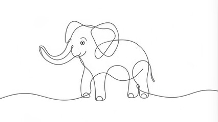 Obraz premium Continuous Line Drawing of a Baby Elephant
