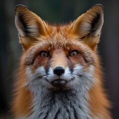 Fototapeta premium Intense Gaze of a Captivating Red Fox in a Vibrant Forest Setting