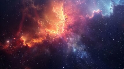 Fototapeta premium An abstract depiction of a starry night sky filled with colorful nebulae, twinkling stars, and cosmic dust, creating a captivating and serene space scene. High contrast, detailed, hd quality,