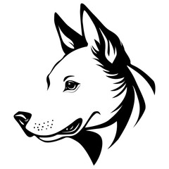 A vector logo of a sleek dog head perfect for pet brands, merchandise, and professional use. Its clean design adds a touch of modern elegance to any project