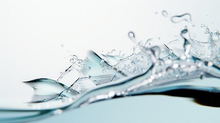 Shimmering Glass Feathers Wave Pattern with Intricate Light Scattering | Abstract Conceptual Illustration on White Background