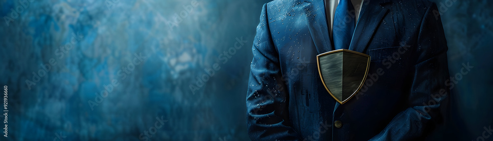 Poster security manager with risk assessment and shield photo realistic image for security management and i