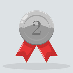 Flat illustration silver medal, the winner, number two