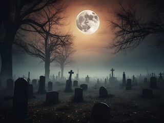 halloween background with cemetery and moon,graveyard at night,graveyard at night with fog,moon in the dark,halloween night scene,spooky halloween night