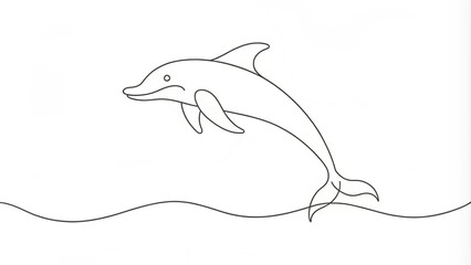 Obraz premium Creative Continuous Line Drawing of a Dolphin Swimming in Water