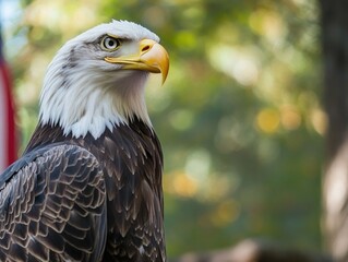 Bald Eagle and American Flag