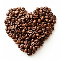 Obraz premium Heart-shaped coffee beans, symbolizing love for coffee.