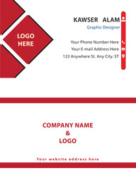 Red and White Color Combination Double-Side Business Card Design