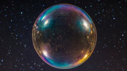Fototapeta premium Soap bubble against the background of the starry sky