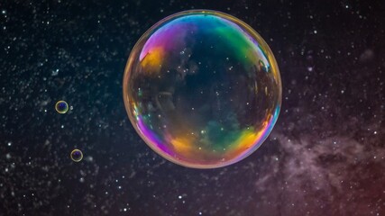 Fototapeta premium Soap bubble against the background of the starry sky
