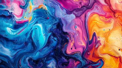Abstract colorful paint swirls background texture.