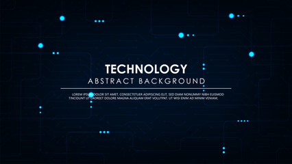 Fototapeta premium Abstract line technology. Circuit board on blue background.