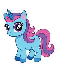 A beautiful cartoon unicorn horse illustration