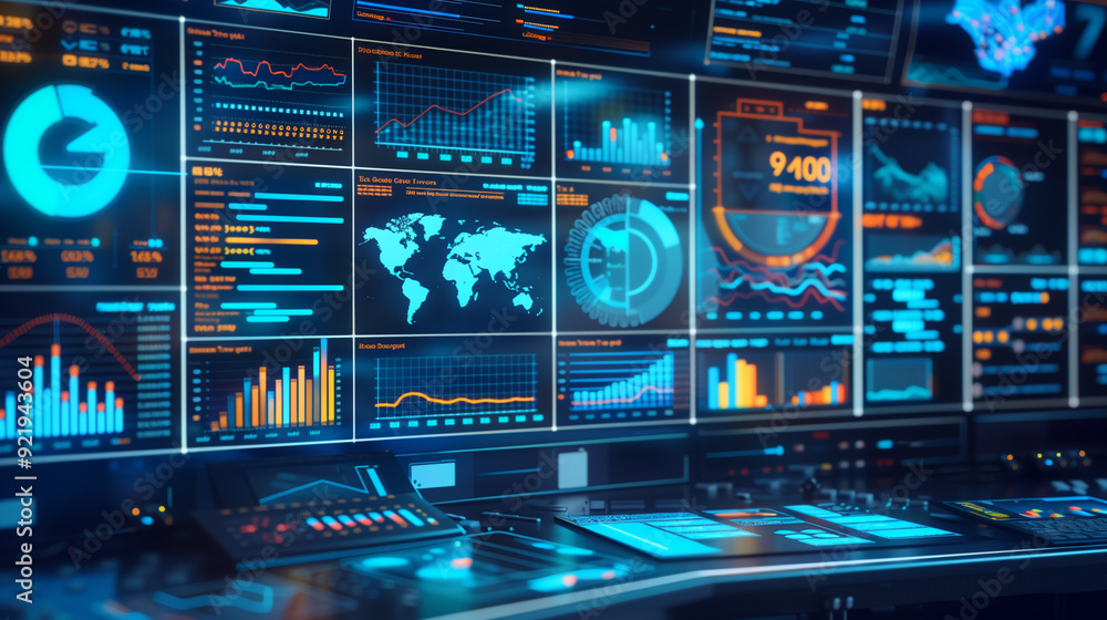 Poster complex cybersecurity analytics, including graphs, heatmaps, and threat analysis charts. use a high-