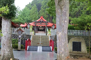Naklejka premium Iwanuma, Miyagi Prefecture, Japan, August 14, 2024.The scenery around Kinhebi-sui Shrine.